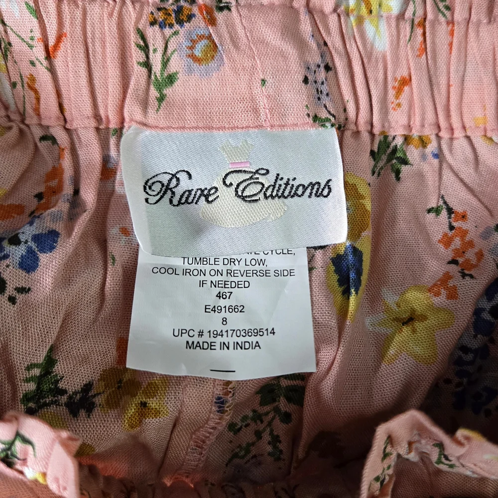 Rare Editions Girls Pink Floral Wide Leg High Waist Boho‎ Palazzo Pants 8 NEW